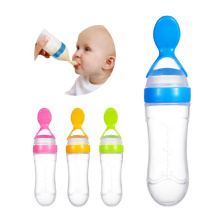 Newborn Feeding Milk Dropper Squeeze Cereal Silicon Food Spoon Baby Feeder Bottle